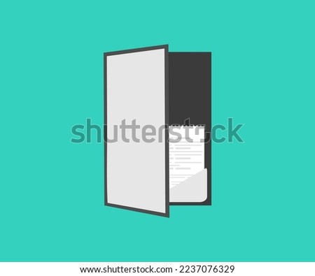 Paper invoice with suggested gratuities or tips. Receipt Holder on cafe or Restaurant logo design. Payment and finances concept. Receipt Bill in Folder Shopping vector design and illustration.
