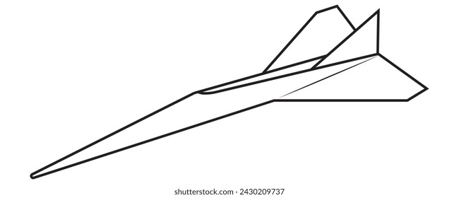 Paper jet airplane in outline and vector format.