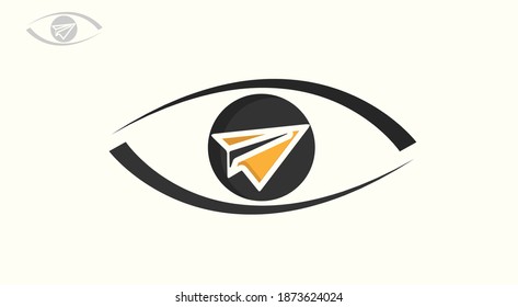 Paper jet eye logo template. Vector