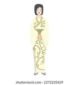 Paper kimono icon cartoon vector. Asian person. Asia lady