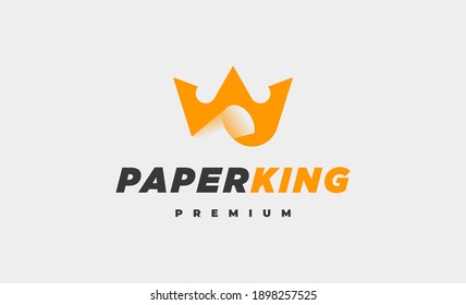 Paper King Logo Icon Design Vector Illustration