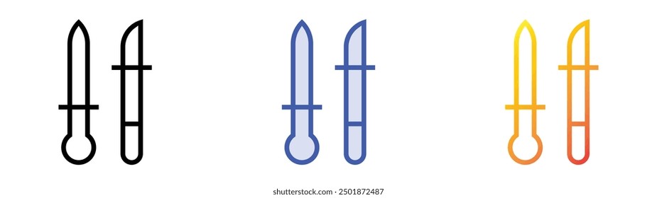 paper knife icon. Linear, Blue Fill and Gradient Style Design Isolated On White Background