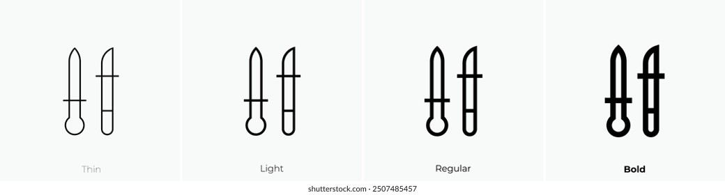 paper knife icon. Thin, Light Regular And Bold style design isolated on white background