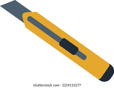 Paper Knife Icon. Yellow Construction Blade Tool