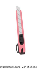 Paper knife vector illustration set in different colors. Back to school concept. Stationery, office supplies or school supplies vector. Flat vector in cartoon style isolated on white background.