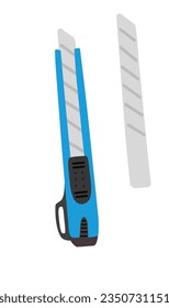 Ilustración vectorial con cuchillo de papel en colores diferentes. De vuelta al concepto escolar. Papelería, suministros de oficina o vectores de material escolar. Vector plano en estilo de dibujos animados aislado en fondo blanco.