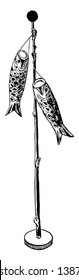 Paper Koi Birthday Pole or the fish banners are hollow so that the wind may fill them 