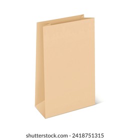 Paper kraft bag without handle mockup. Vector illustration isolated on white background. Easy to use for presentation your product, idea, promo, design. EPS10.