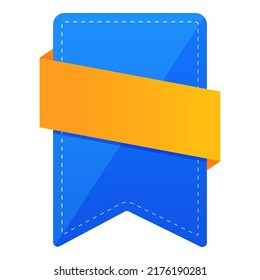 Paper Label Or Bookmark Element In Blue And Chrome Yellow Color.