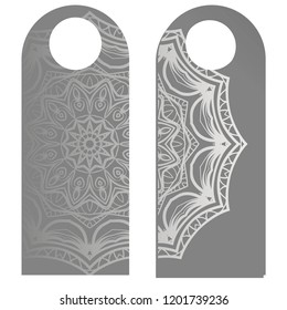 paper label or cloth tag . with floral mandala ornament. Vector illustration.