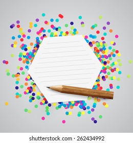 A paper label and colorful dots, vector