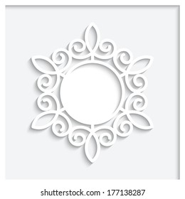 Paper label, decorative round frame on white background, ornamental vignette, eps10
