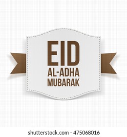 Paper Label with Eid al-Adha Text and Ribbon