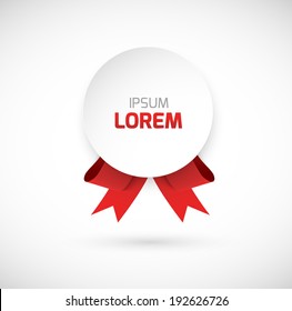 Paper label with red ribbon