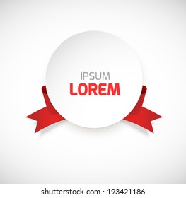 Paper label with red ribbon