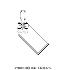 Paper label with ribbon bow in vintage style. Vector illustration isolated on white background