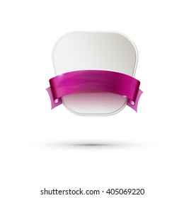 Paper label with ribbon in modern style, vector illustartion.