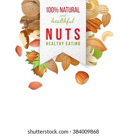 Paper label with type design and nuts