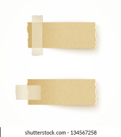 Paper Labels Attached With Sticky Tape On White Background