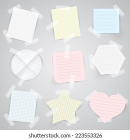 Paper labels with sellotape, vector 