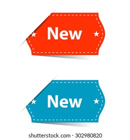 Paper Labels, Stickers with Text "New"