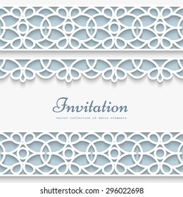 Paper lace background, ornamental vector frame with lacy seamless borders, eps10