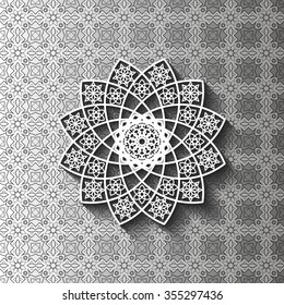 Paper lace doily, decorative snowflake, mandala, arabic ornament, 3D,  round element, vector eps10