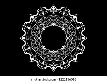 Paper lace doily. Laser cutting mandala. White Geometric silhouette ornament. Circular ornament. Round lattice. Vector template for paper cutting, metal, plywood and woodcut. Vintage cutout lacy frame
