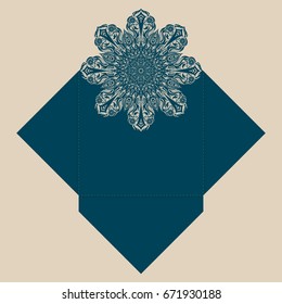 Paper lace envelope template, mock-up for laser cutting. Vector illustration.