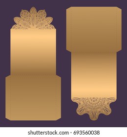 Paper lace envelope template, mock-up for laser cutting. Vector illustration.