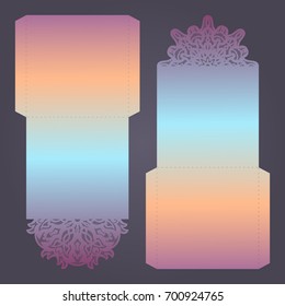 Paper lace envelope template, mock-up for laser cutting. Vector illustration.