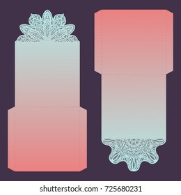Paper lace envelope template, mock-up for laser cutting. Vector illustration.