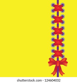 Paper lace red ribbon. Vector illustration.