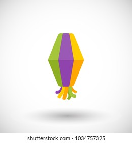 Paper lantern flat vector icon, Festa Junina flat design. Party or festival objects with round shadow isolated on the white background, cute vector illustration with reflections