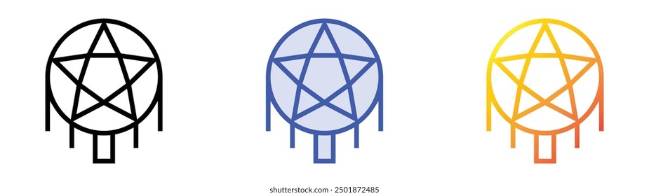 Icono de linterna de papel. Lineal, relleno azul y diseño de estilo degradado aislado sobre fondo blanco