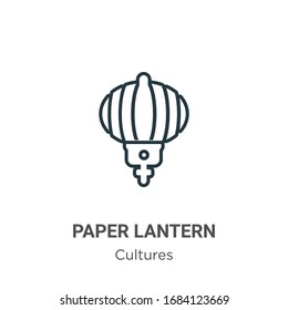 Paper lantern outline vector icon. Thin line black paper lantern icon, flat vector simple element illustration from editable cultures concept isolated stroke on white background