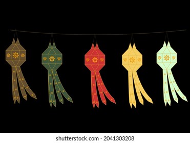 Paper lanterns decorate a festival in northern Thailand. svg