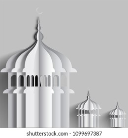 Paper lanterns on grey background. 