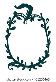 Paper or laser cutting frame with plants and leaves. 