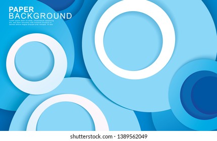 Paper layer circle blue abstract background. Curves and lines use for banner, cover, poster, wallpaper, design with space for text.