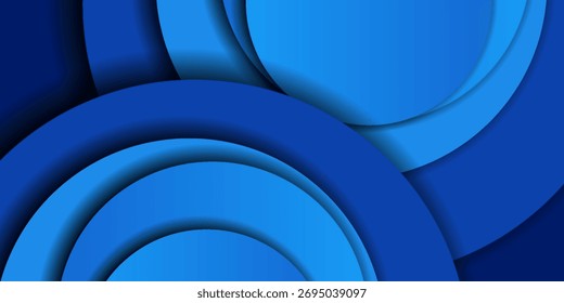 Paper layer circle blue abstract background. Curves and lines use for banner, cover, poster, wallpaper, design with space for text. Eps 10