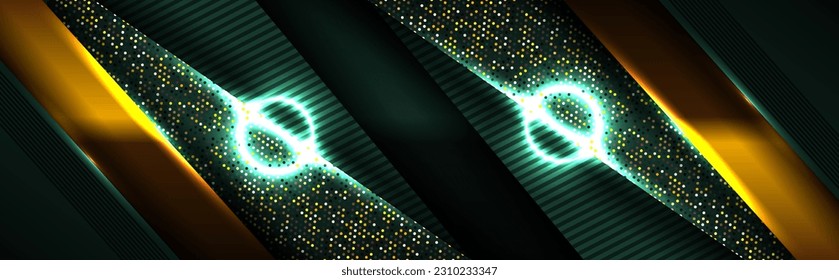 Paper layer circle golden luxury green abstract polygonal pattern and halftone gold dot background template design for cover business presentation web banner