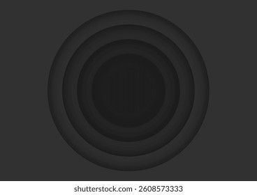 Paper layer circle solid black abstract background. Round shape use for banner, cover, poster, wallpaper, design with space for text.