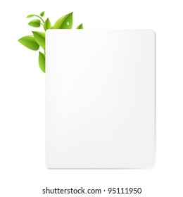 Paper With Leaf, Isolated On White Background, Vector Illustration