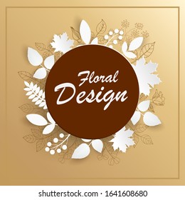 Paper leaves. Frame with abstract leaves. Template for greeting card, invitation, poster, website on white background. Vector illustration.