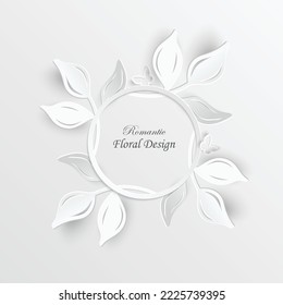 Paper leaves. Frame with abstract leaves. Template for greeting card, invitation, poster, website on white background. Vector illustration.