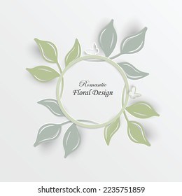 Paper leaves. Frame with abstract leaves. Template for greeting card, invitation, poster, website on white background. Vector illustration.