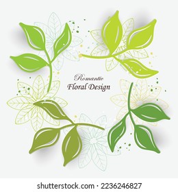 Paper leaves. Frame with abstract leaves. Template for greeting card, invitation, poster, website on white background. Vector illustration.