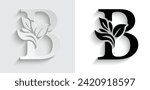 paper letter B. flower  letters. Vintage ornament initial Alphabet. Logo vector