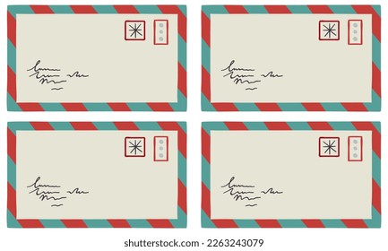 Paper letter with best wishes. Winter greeting seamless pattern. 